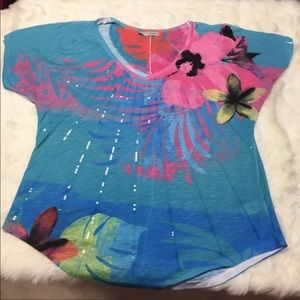 Maurices plus size floral sequin top 1x women